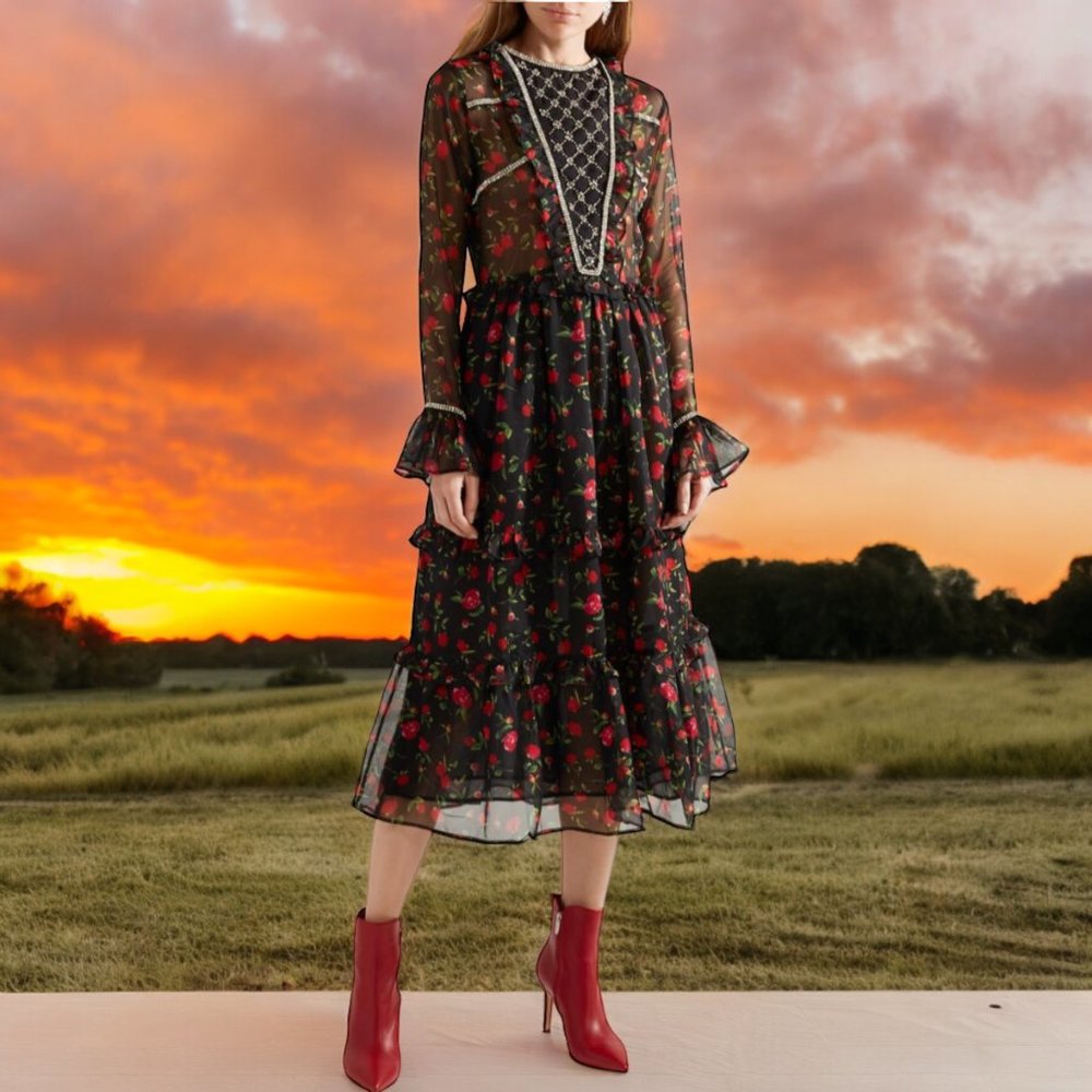 DODO BAR OR Floral Print Midi Dress Size: M | US 6, IT42 VNEW